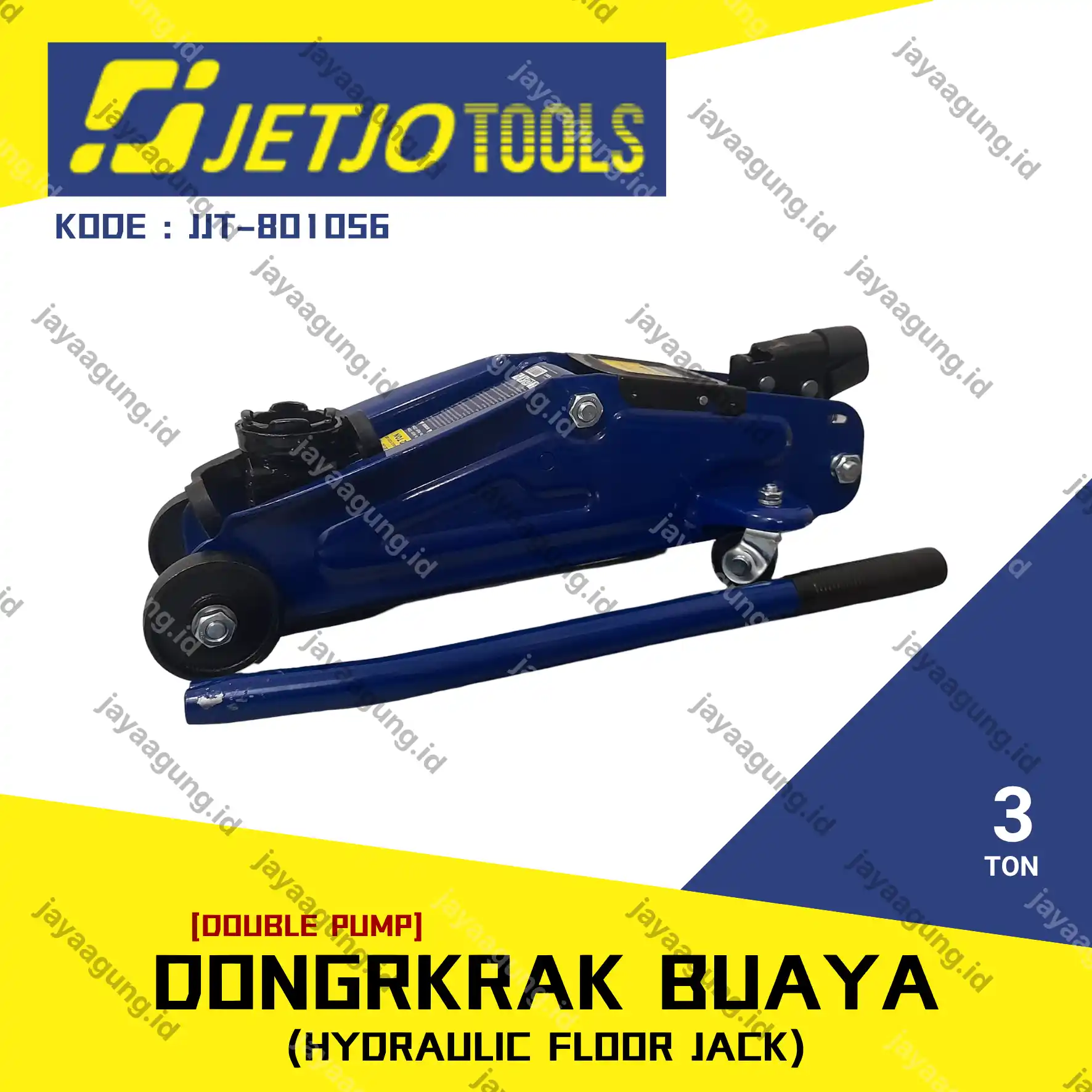 DONGKRAK BUAYA JETJO 3 TON (DOUBLE PUMP) JJT-801056