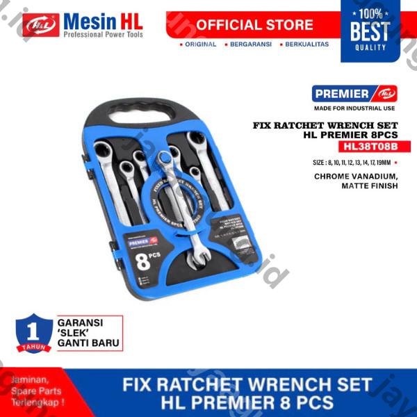 KUNCI RING PAS RATCHET SET H&L 8PCS HL38T08B