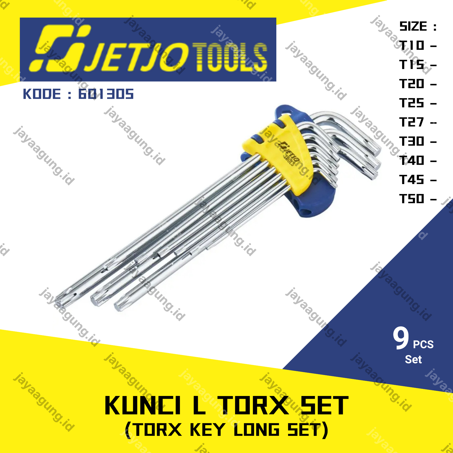KUNCI L SET TORX JETJO 9PCS (NO.LUBANG) 601305