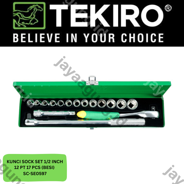 Gambar SOCK SET 1/2" TEKIRO 12PT 17PCS (BESI) ke-3