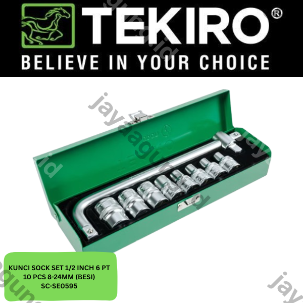 Gambar SOCK SET 1/2" TEKIRO 6PT 10PCS 8-24MM (BESI) SC-SE0595 ke-2