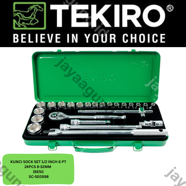 Gambar SOCK SET 1/2" TEKIRO 6PT 24PCS 8-32MM (BESI) SC-SE0598 ke-2