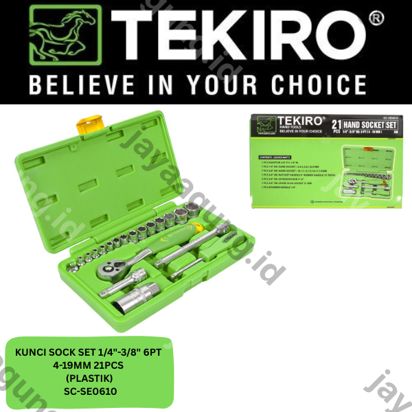 SOCK SET 1/4''-3/8'' TEKIRO 6PT 21PCS 4-19MM(PLASTIK) SC-SE0610