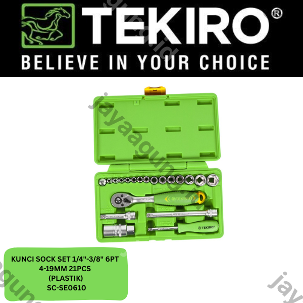 Gambar SOCK SET 1/4''-3/8'' TEKIRO 6PT 21PCS 4-19MM(PLASTIK) SC-SE0610 ke-3