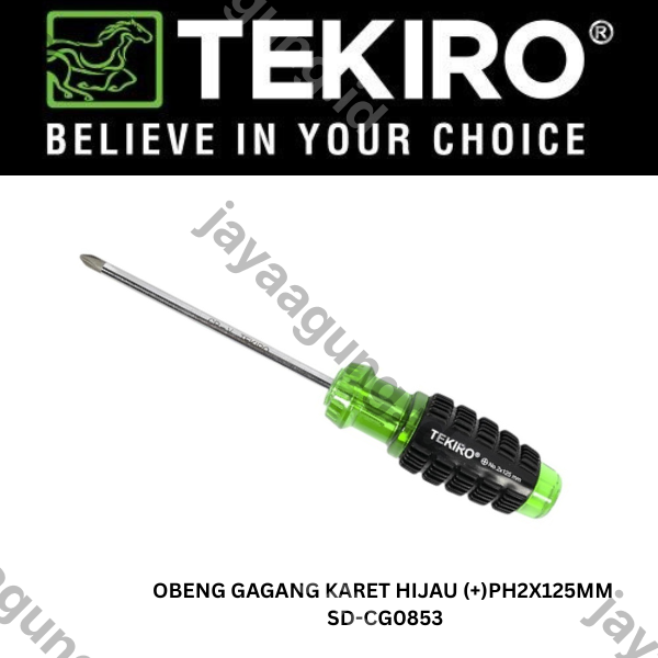 Gambar OBENG GAGANG KARET HIJAU TEKIRO(+)PH2X125MM SD-CG0853 ke-2