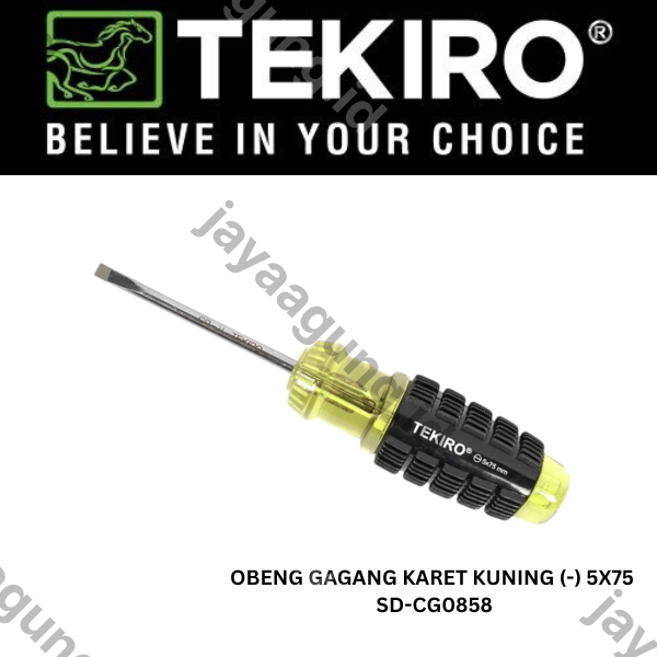 Gambar OBENG GAGANG KARET KUNING TEKIRO (-) 5X75 SD-CG0858 ke-2