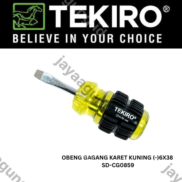 Gambar OBENG GAGANG KARET KUNING TEKIRO(-)6X38 SD-CG0859 ke-2