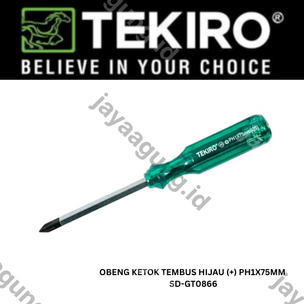Gambar OBENG KETOK TEMBUS HIJAU TEKIRO (+) PH1X75MM SD-GT0866 ke-2