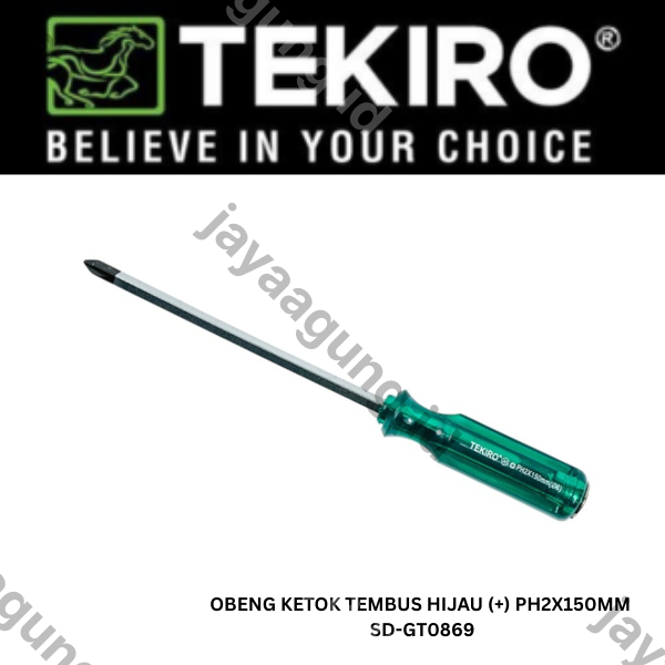 Gambar OBENG KETOK TEMBUS HIJAU TEKIRO (+) PH2X150MM SD-GT0869 ke-3