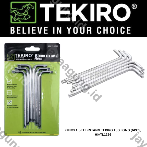 KUNCI L SET BINTANG TEKIRO T30 LONG (6PCS) HK-TL1226